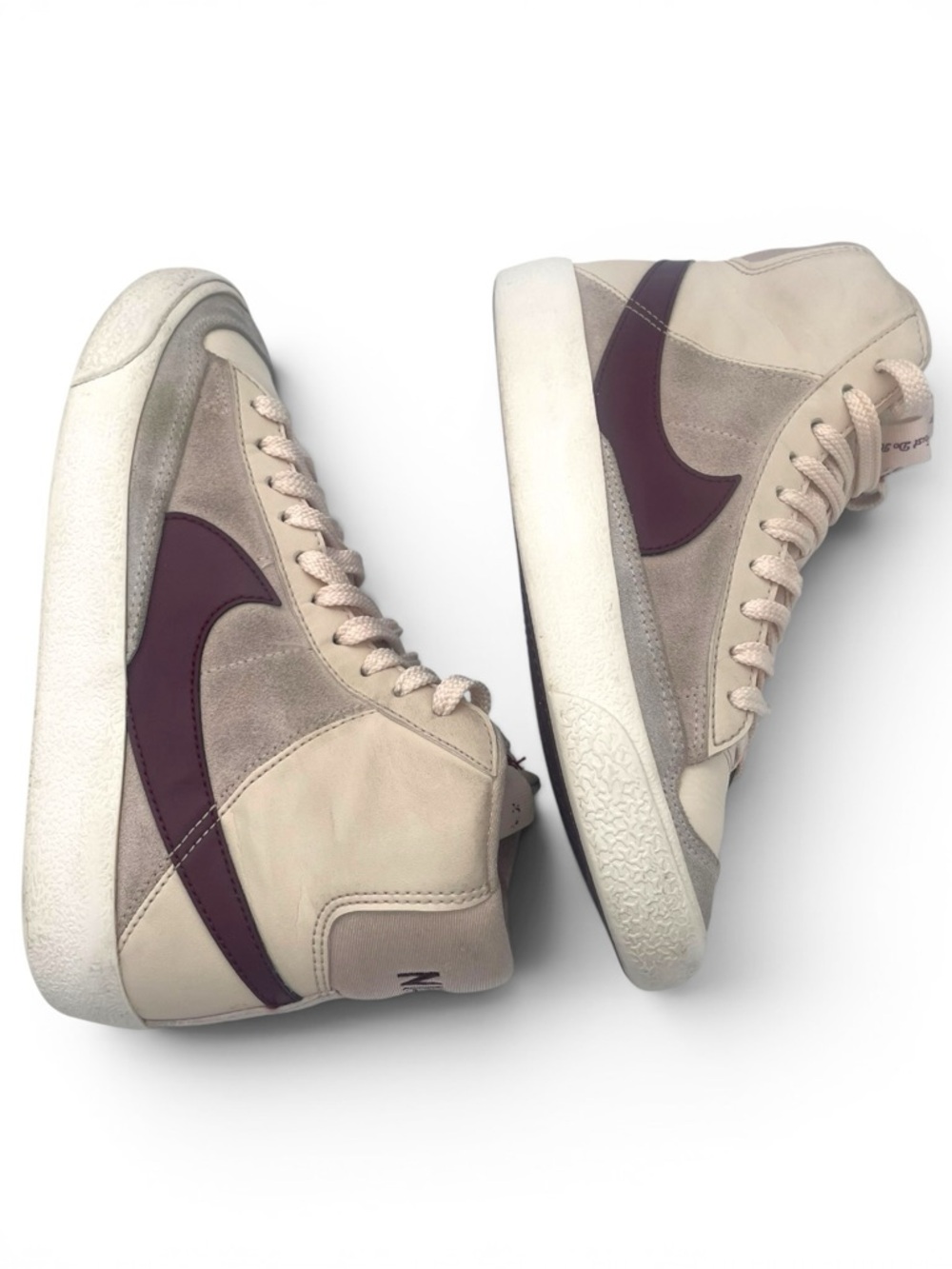 Nike Blazer Mid Burgundy Beige Sneakers Youth 4Y Women 6 Retro Casual - Picture 8 of 11